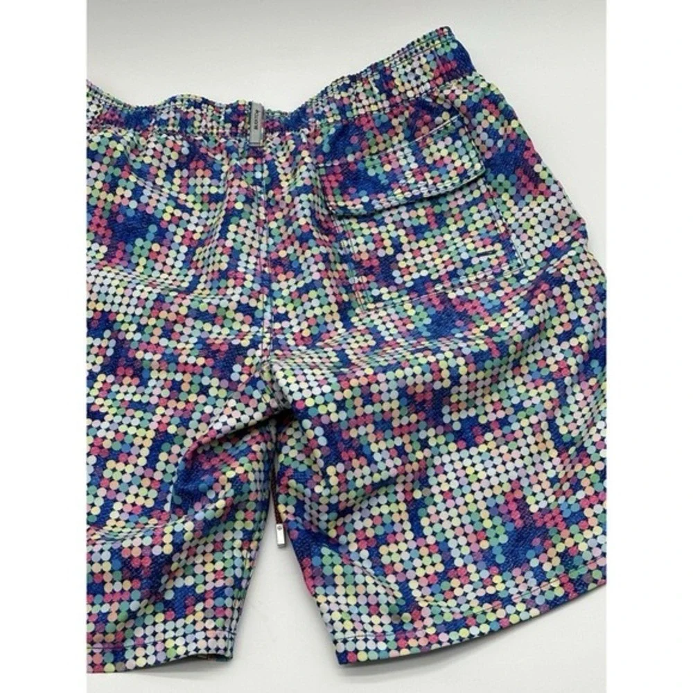 Bugatchi Uomo Mens Multicolor Dot Pixel Print Swim‎ Trunks Mesh Lined Shorts M
